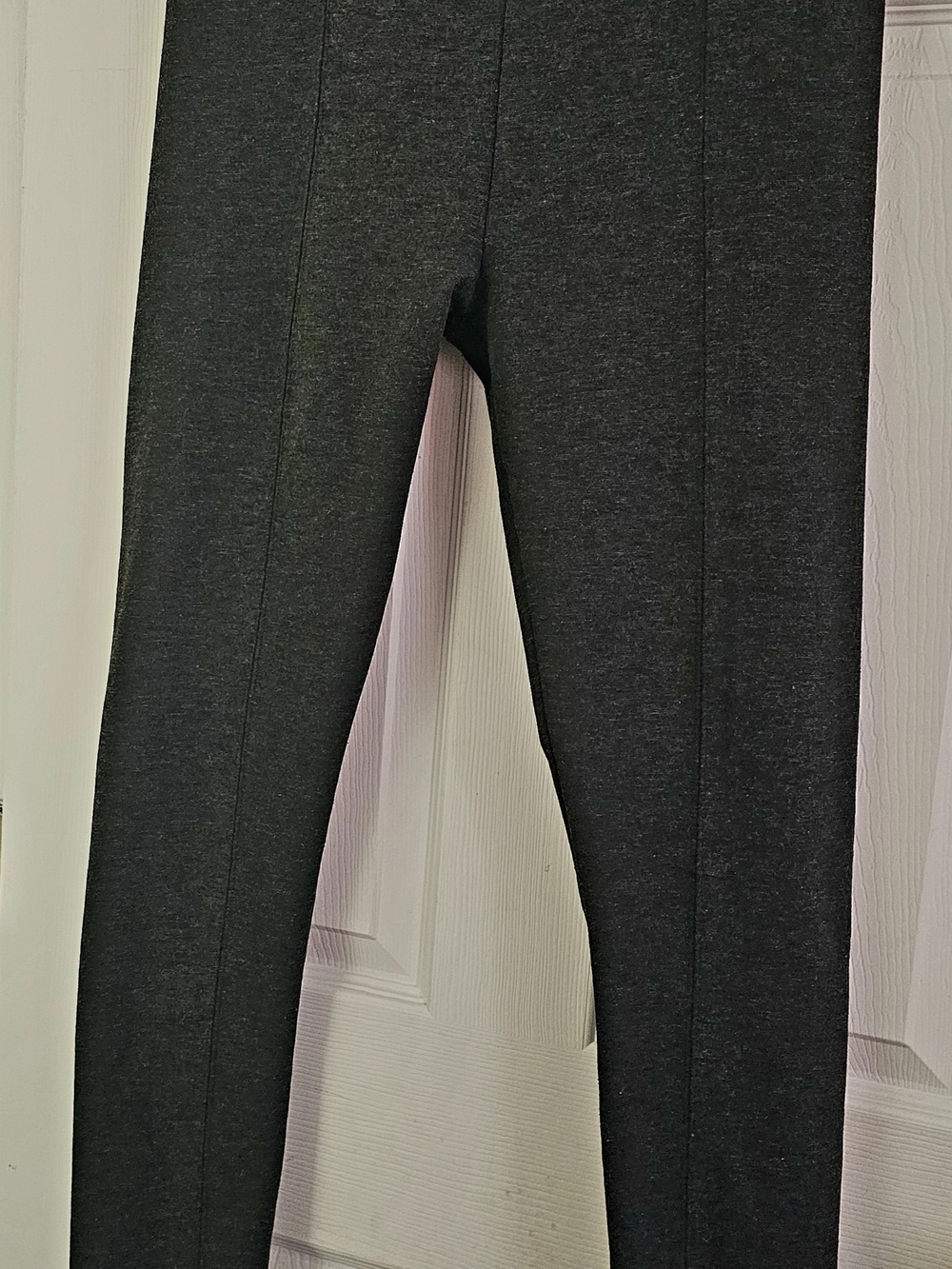 Ashley Blue Charcoal Gray Front Pintuck Seam Leggings Size L